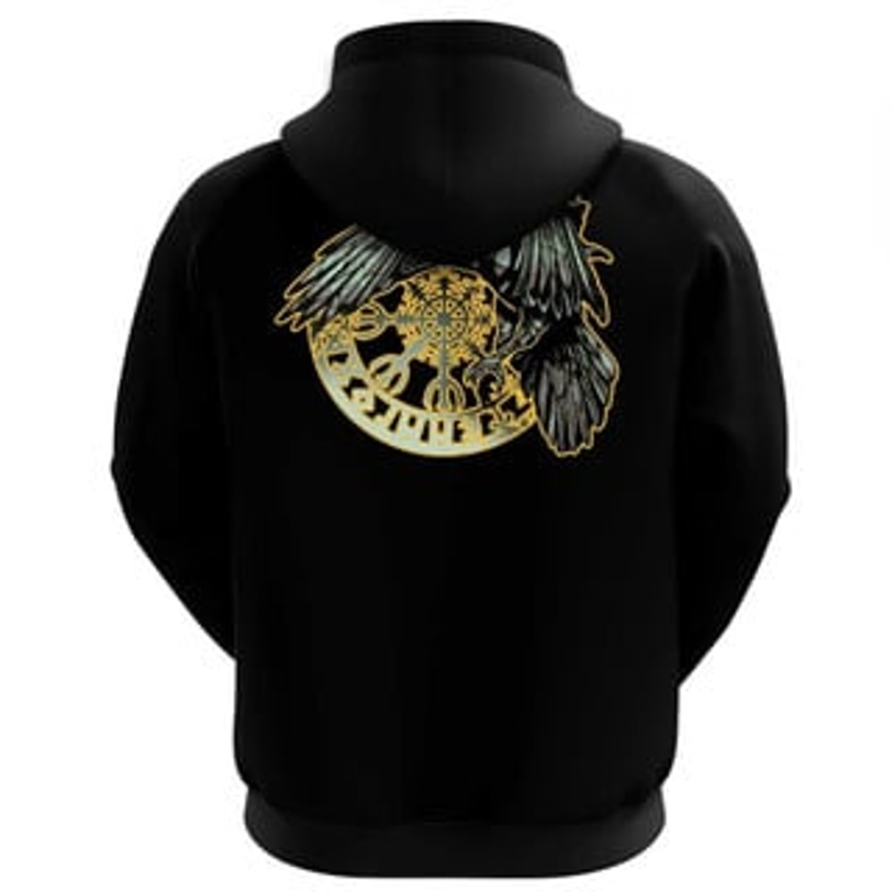 Vikingaven and Vegvisir Viking All Over Print Hoodie Zip Hoodie Fleece Hoodie 3D, Love Hunting Hoodie Zip Hoodie 3D L590