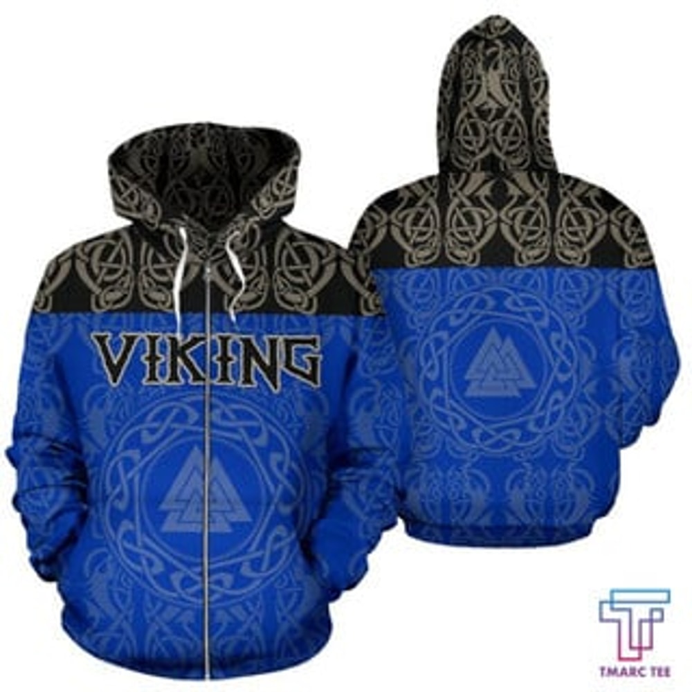 Valknut Viking All Over Print Hoodie Zip Hoodie Fleece Hoodie 3D, Love Hunting Hoodie Zip Hoodie 3D L594
