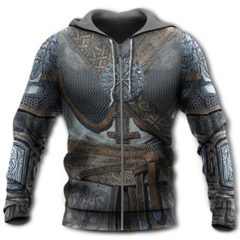Blood With Metal Style Viking All Over Print Hoodie Zip Hoodie Fleece Hoodie 3D, Love Hunting Hoodie Zip Hoodie 3D L631