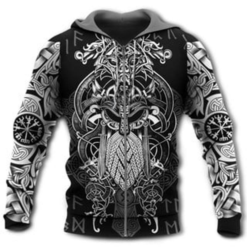 Warrior Blood Metal StViking All Over Print Hoodie Zip Hoodie Fleece Hoodie 3D, Love Hunting Hoodie Zip Hoodie 3D L641