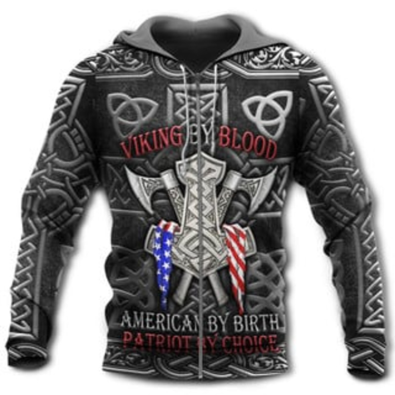 By Blood Amazing Viking All Over Print Hoodie Zip Hoodie Fleece Hoodie 3D, Love Hunting Hoodie Zip Hoodie 3D L644