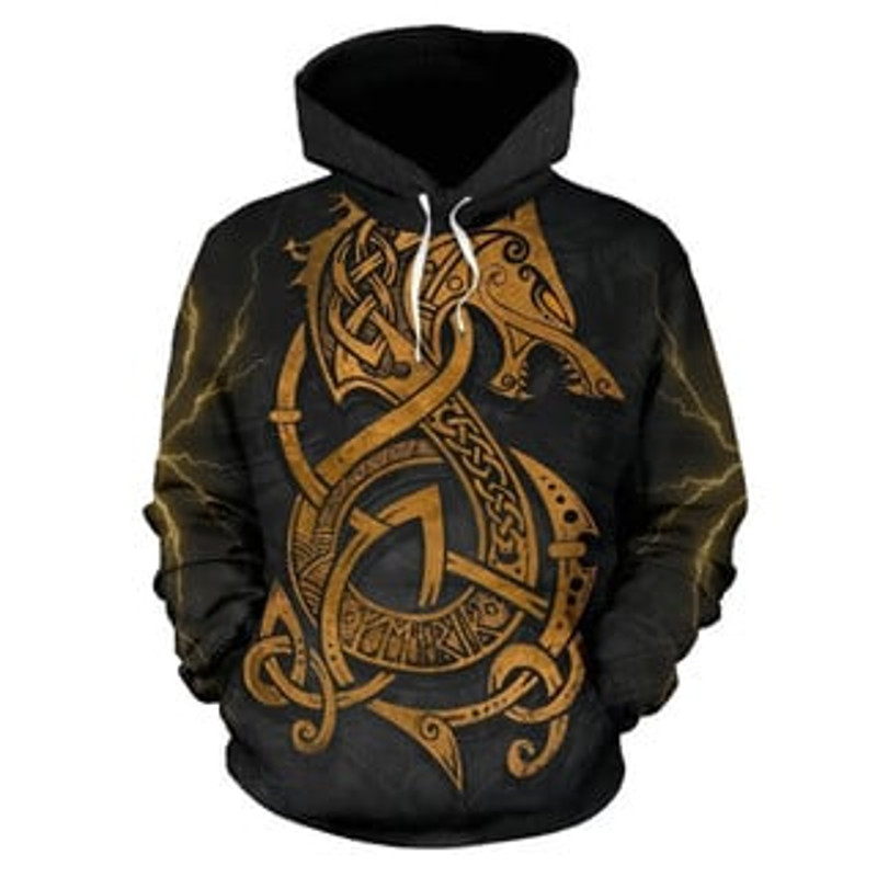 Fenrir Storm Viking All Over Print Hoodie Zip Hoodie Fleece Hoodie 3D, Love Hunting Hoodie Zip Hoodie 3D L648