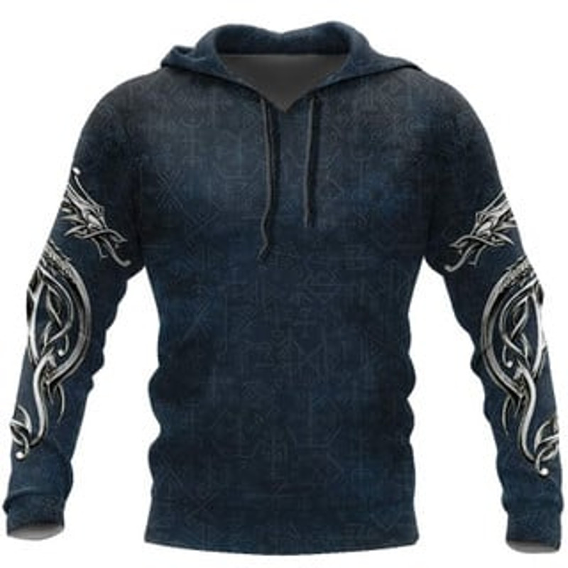 Dragon Viking All Over Print Hoodie Zip Hoodie Fleece Hoodie 3D, Love Hunting Hoodie Zip Hoodie 3D L660