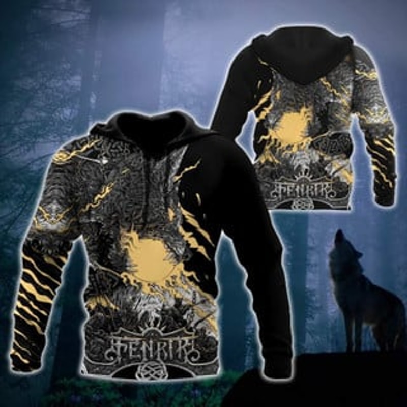 Fenrir Norse Wolf Viking All Over Print Hoodie Zip Hoodie Fleece Hoodie 3D, Love Hunting Hoodie Zip Hoodie 3D L663