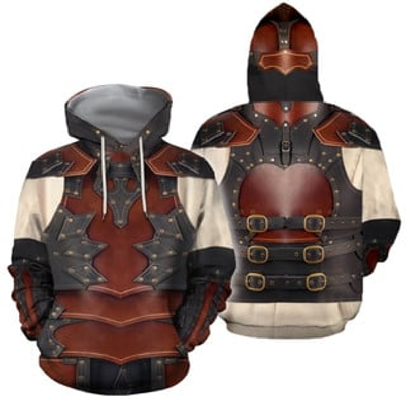 Leather Armor Viking All Over Print Hoodie Zip Hoodie Fleece Hoodie 3D, Love Hunting Hoodie Zip Hoodie 3D L764