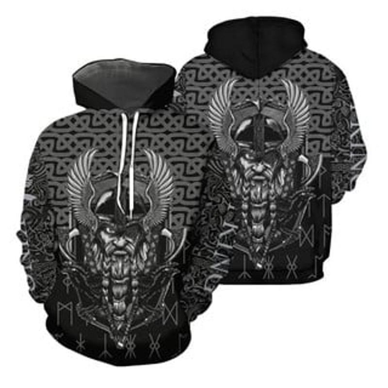 Men and Women Viking All Over Print Hoodie Zip Hoodie Fleece Hoodie 3D, Love Hunting Hoodie Zip Hoodie 3D L766