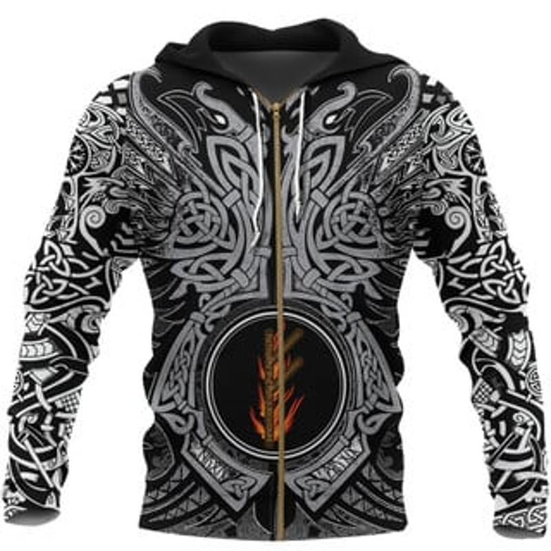 Fehuune,aven Viking All Over Print Hoodie Zip Hoodie Fleece Hoodie 3D, Love Hunting Hoodie Zip Hoodie 3D L769
