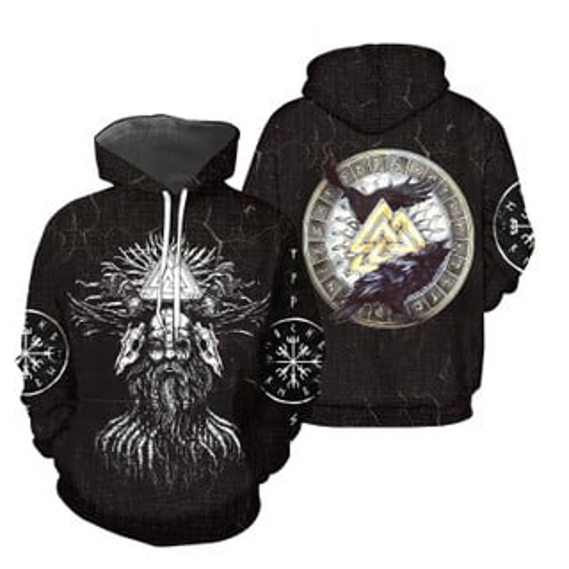 Men and Women Viking All Over Print Hoodie Zip Hoodie Fleece Hoodie 3D, Love Hunting Hoodie Zip Hoodie 3D L772