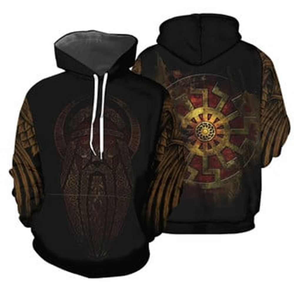 Men and Women Viking All Over Print Hoodie Zip Hoodie Fleece Hoodie 3D, Love Hunting Hoodie Zip Hoodie 3D L812