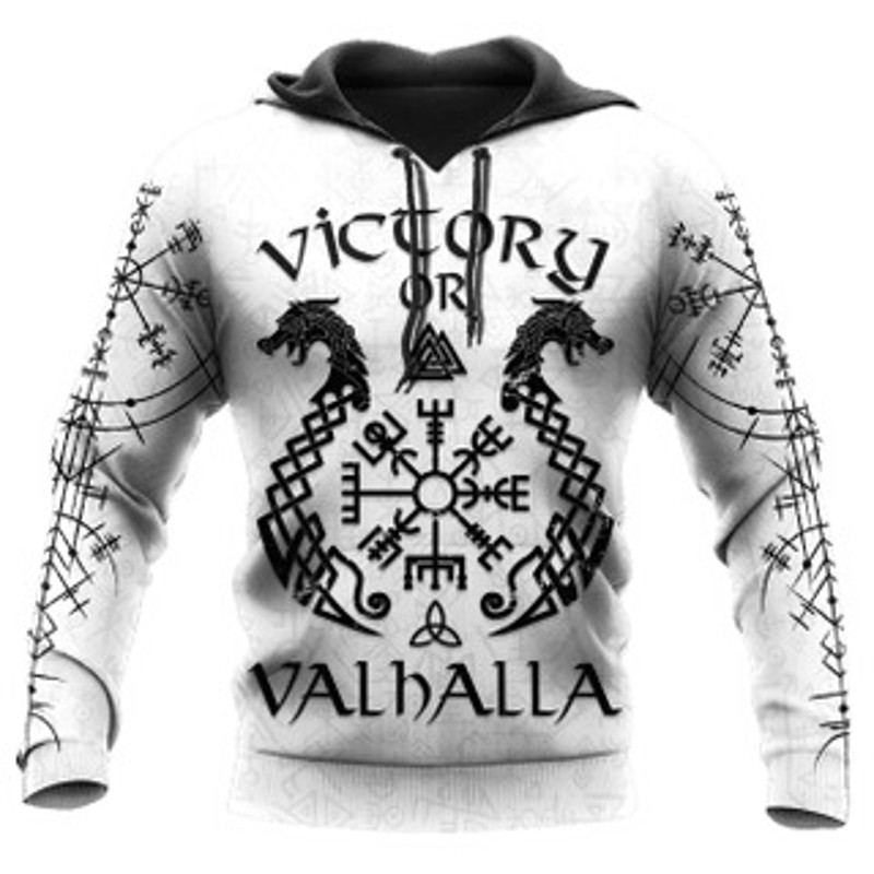Victory or Valhalla Tat Viking All Over Print Hoodie Zip Hoodie Fleece Hoodie 3D, Love Hunting Hoodie Zip Hoodie 3D L819