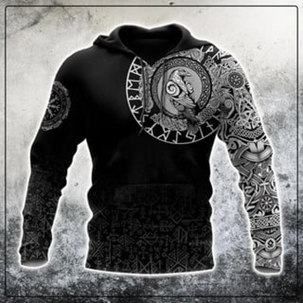 Vikingaven Special Viking All Over Print Hoodie Zip Hoodie Fleece Hoodie 3D, Love Hunting Hoodie Zip Hoodie 3D L830
