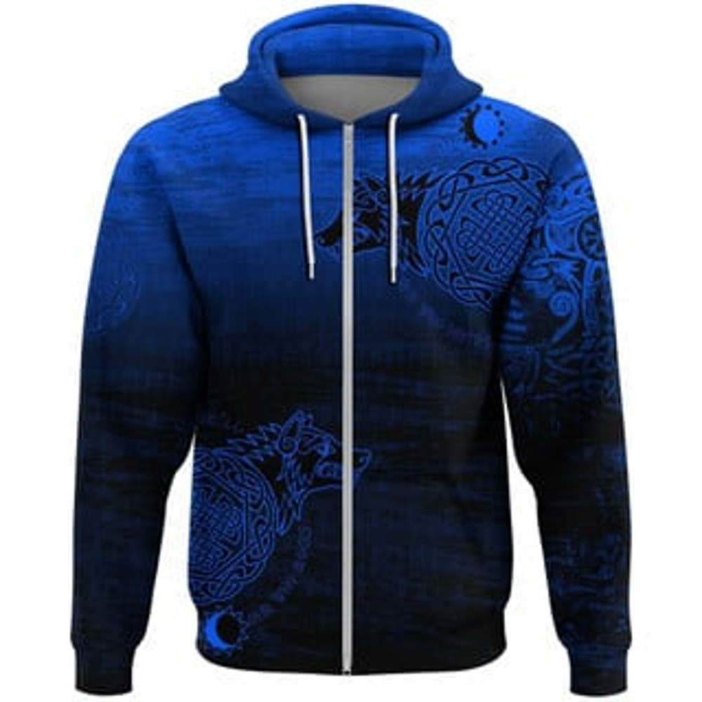 Skoll and Hati Viking All Over Print Hoodie Zip Hoodie Fleece Hoodie 3D, Love Hunting Hoodie Zip Hoodie 3D L837