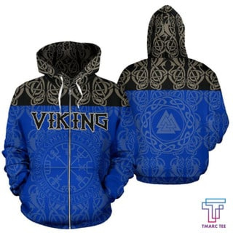 Zip-Up Hoodie - Vegvisi Viking All Over Print Hoodie Zip Hoodie Fleece Hoodie 3D, Love Hunting Hoodie Zip Hoodie 3D L862