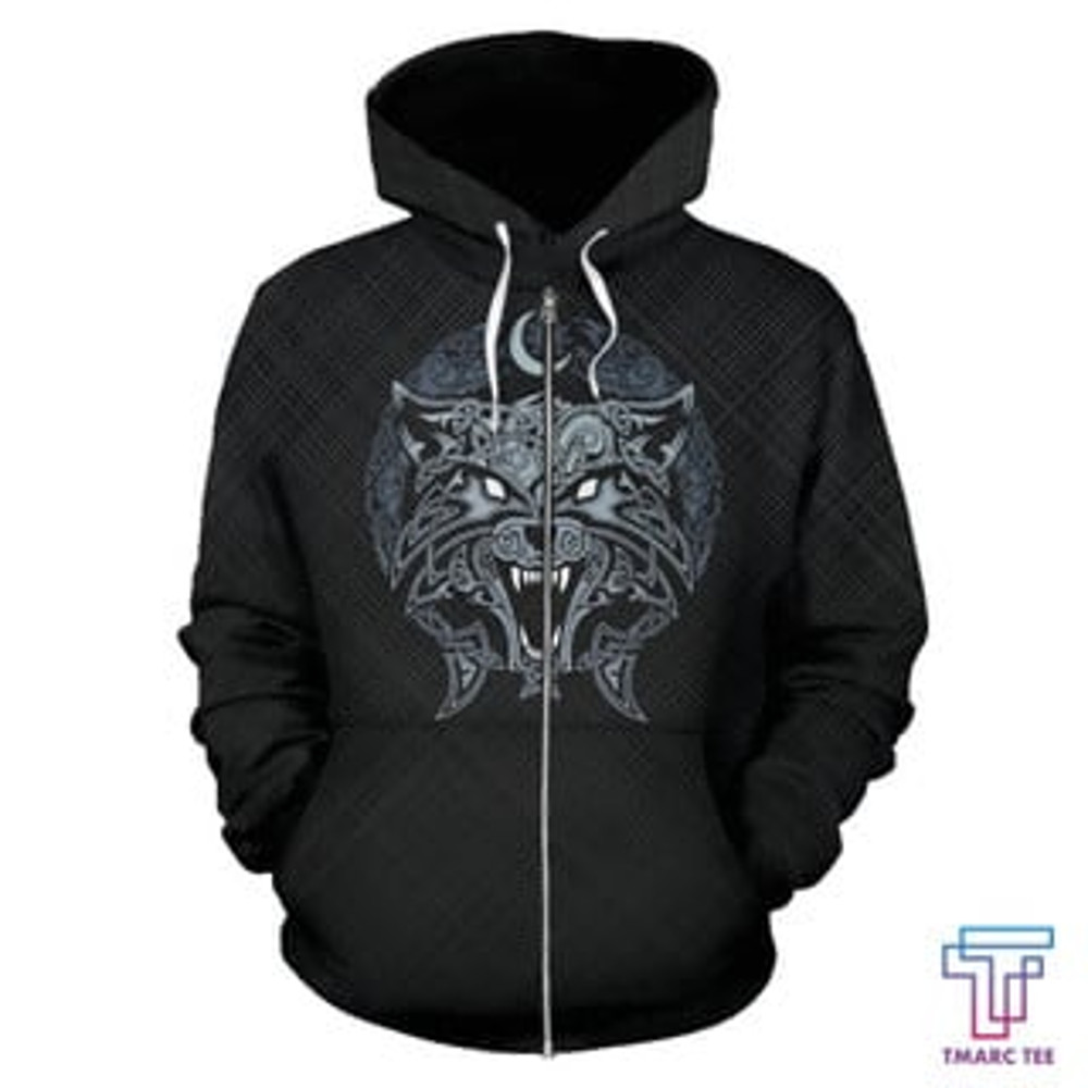 Wolf Of Odin Zip-Up Viking All Over Print Hoodie Zip Hoodie Fleece Hoodie 3D, Love Hunting Hoodie Zip Hoodie 3D L863