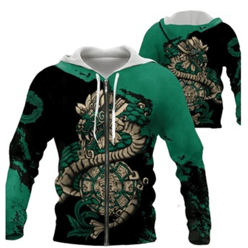 Aztec Calendar 3D Viking All Over Print Hoodie Zip Hoodie Fleece Hoodie 3D, Love Hunting Hoodie Zip Hoodie 3D L868