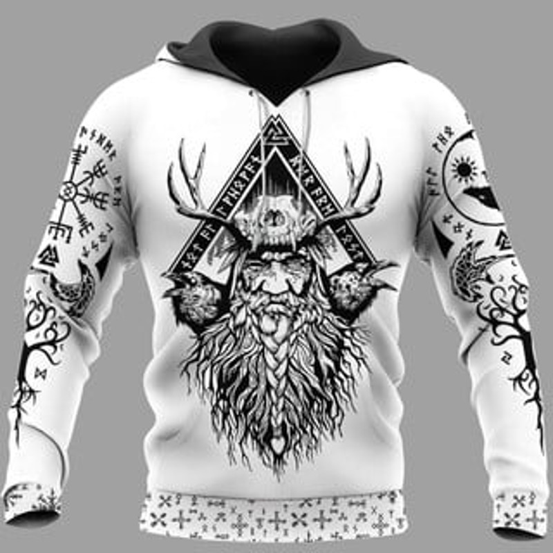 Odinaven and Yggdrasil Viking All Over Print Hoodie Zip Hoodie Fleece Hoodie 3D, Love Hunting Hoodie Zip Hoodie 3D L894