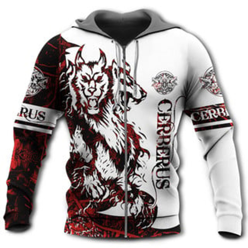 Cerberus Legend Red And Viking All Over Print Hoodie Zip Hoodie Fleece Hoodie 3D, Love Hunting Hoodie Zip Hoodie 3D L902