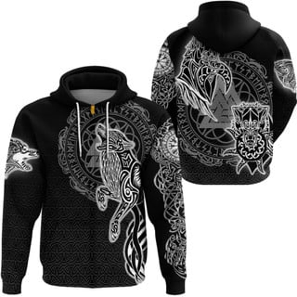 Nordic Wolfs Zip Hoodie Viking All Over Print Hoodie Zip Hoodie Fleece Hoodie 3D, Love Hunting Hoodie Zip Hoodie 3D L921