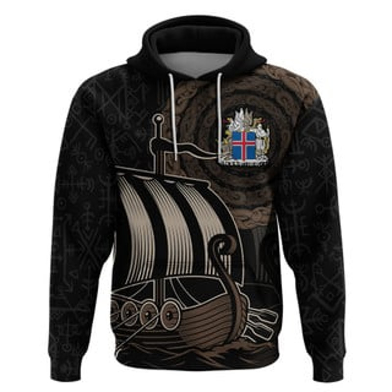 Iceland Coat Of Arms Viking All Over Print Hoodie Zip Hoodie Fleece Hoodie 3D, Love Hunting Hoodie Zip Hoodie 3D L925