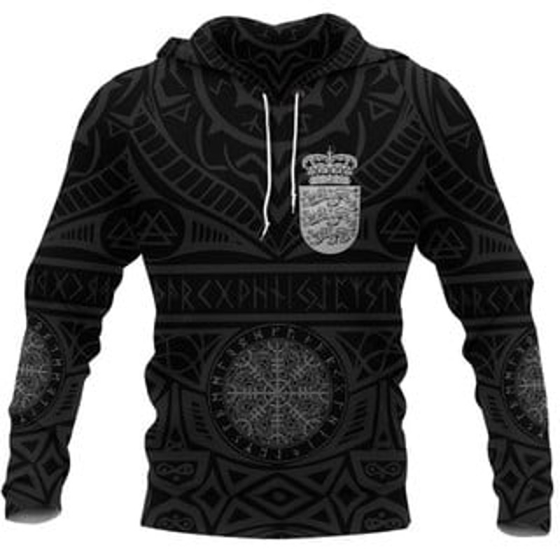 Denmark Vegvisir Valknu Viking All Over Print Hoodie Zip Hoodie Fleece Hoodie 3D, Love Hunting Hoodie Zip Hoodie 3D L965