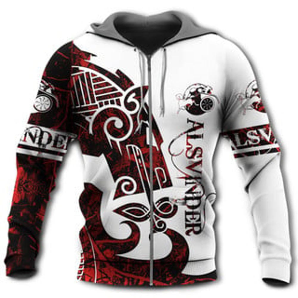 Alsvinder Legend Red An Viking All Over Print Hoodie Zip Hoodie Fleece Hoodie 3D, Love Hunting Hoodie Zip Hoodie 3D L967
