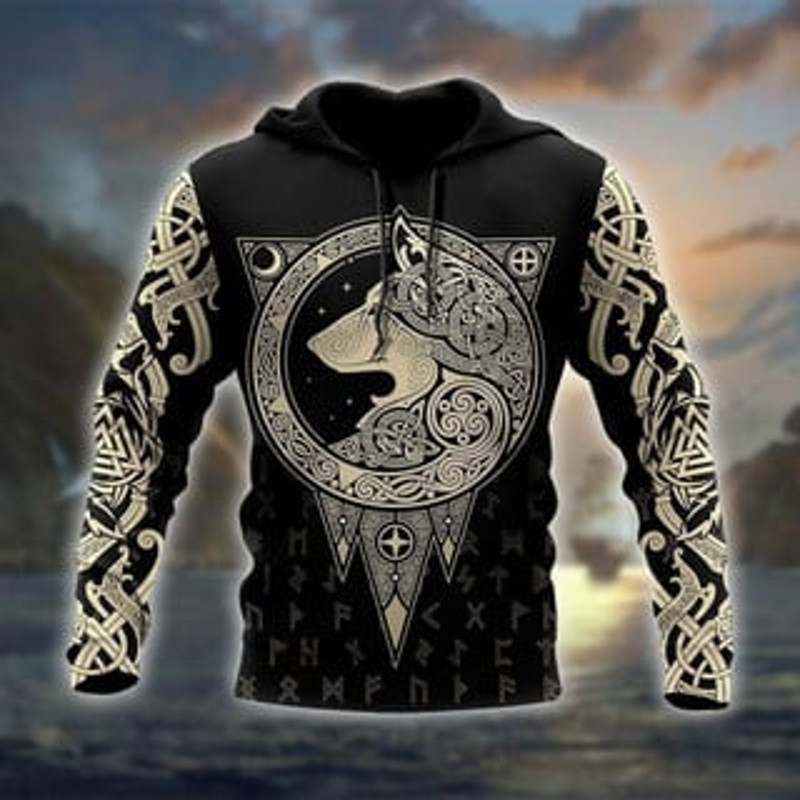 The Wolf With Viking All Over Print Hoodie Zip Hoodie Fleece Hoodie 3D, Love Hunting Hoodie Zip Hoodie 3D L986