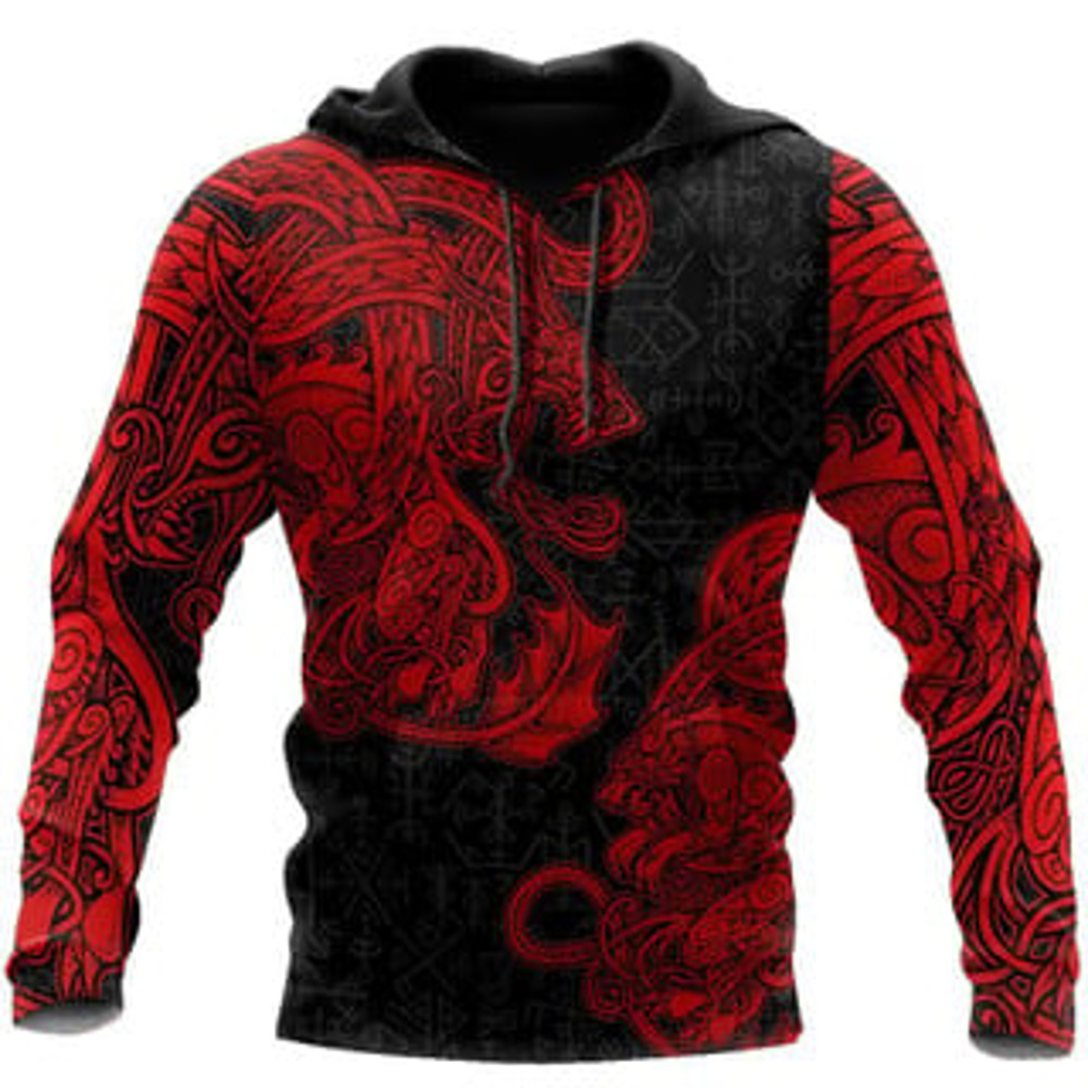 Jormungandr and Fenrir Viking All Over Print Hoodie Zip Hoodie Fleece Hoodie 3D, Love Hunting Hoodie Zip Hoodie 3D L1007