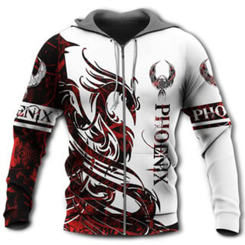 Phoenix Legend Red And Viking All Over Print Hoodie Zip Hoodie Fleece Hoodie 3D, Love Hunting Hoodie Zip Hoodie 3D L1010