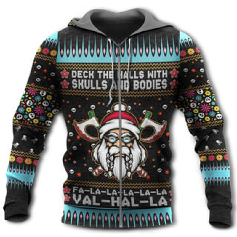 Merry Xmas Valhalla Wi Viking All Over Print Hoodie Zip Hoodie Fleece Hoodie 3D, Love Hunting Hoodie Zip Hoodie 3D L1011