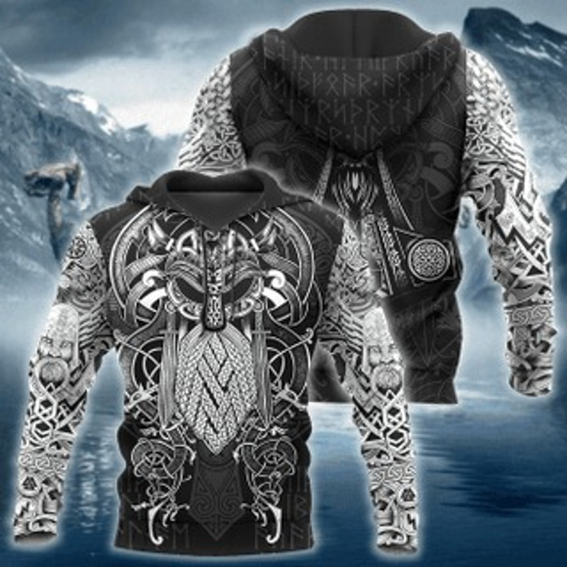 The Black Eyes Of Odin Viking All Over Print Hoodie Zip Hoodie Fleece Hoodie 3D, Love Hunting Hoodie Zip Hoodie 3D L1016