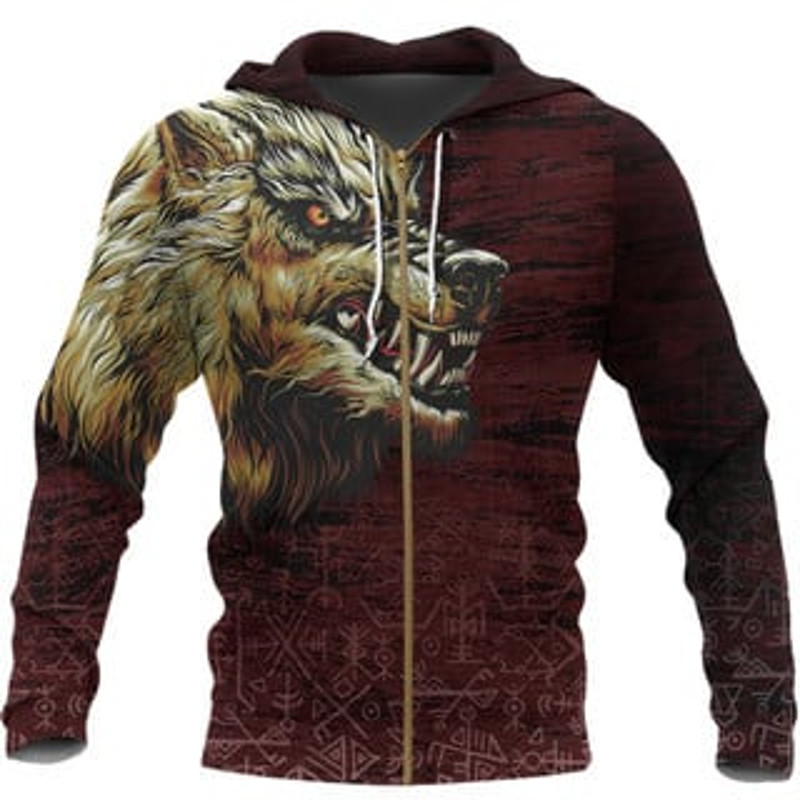 Blood Moon Background Viking All Over Print Hoodie Zip Hoodie Fleece Hoodie 3D, Love Hunting Hoodie Zip Hoodie 3D L1022