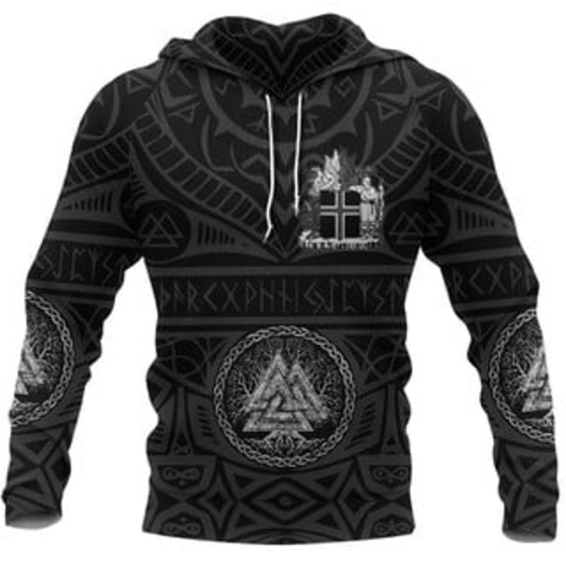Black Iceland Viking All Over Print Hoodie Zip Hoodie Fleece Hoodie 3D, Love Hunting Hoodie Zip Hoodie 3D L1035