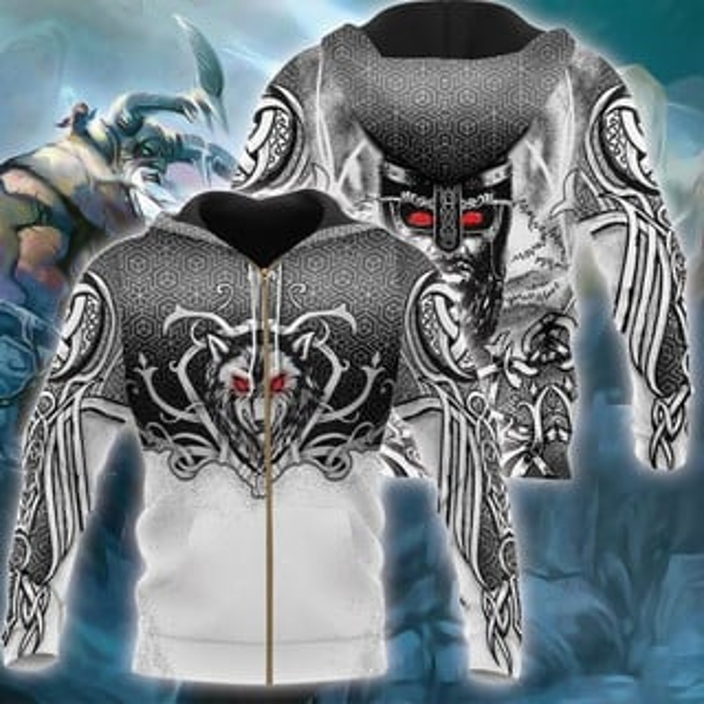 Wolf And Guard Viking All Over Print Hoodie Zip Hoodie Fleece Hoodie 3D, Love Hunting Hoodie Zip Hoodie 3D L1037