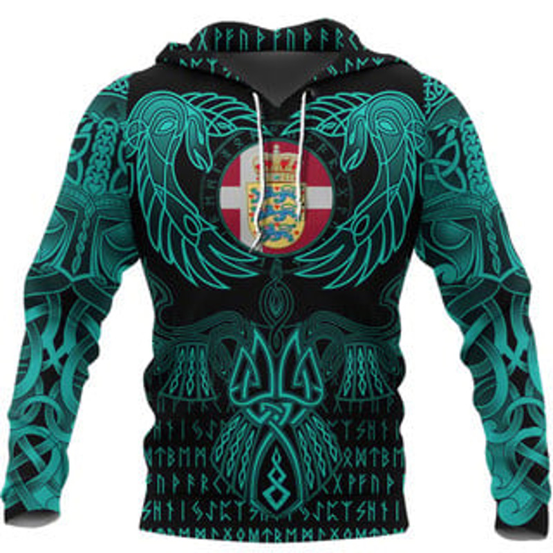 Valknut of Odin Cyan Viking All Over Print Hoodie Zip Hoodie Fleece Hoodie 3D, Love Hunting Hoodie Zip Hoodie 3D L1042