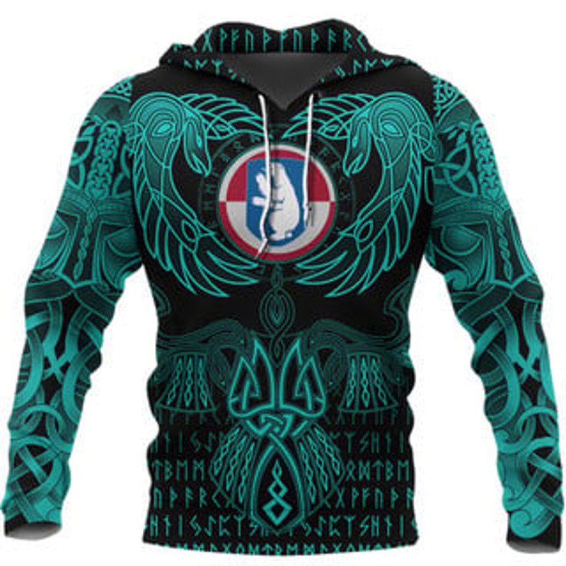 Valknut of Odin Cyan Viking All Over Print Hoodie Zip Hoodie Fleece Hoodie 3D, Love Hunting Hoodie Zip Hoodie 3D L1043