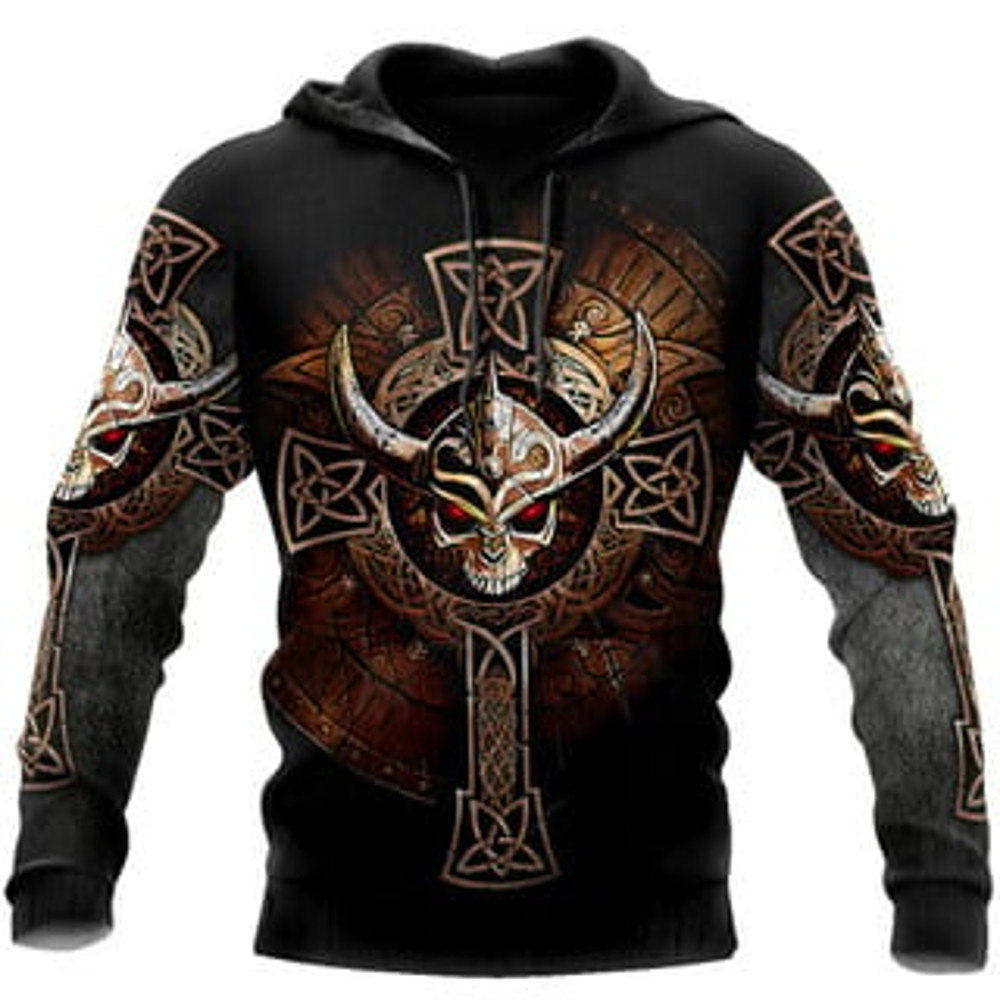 For Men And Women JJW Viking All Over Print Hoodie Zip Hoodie Fleece Hoodie 3D, Love Hunting Hoodie Zip Hoodie 3D L1057