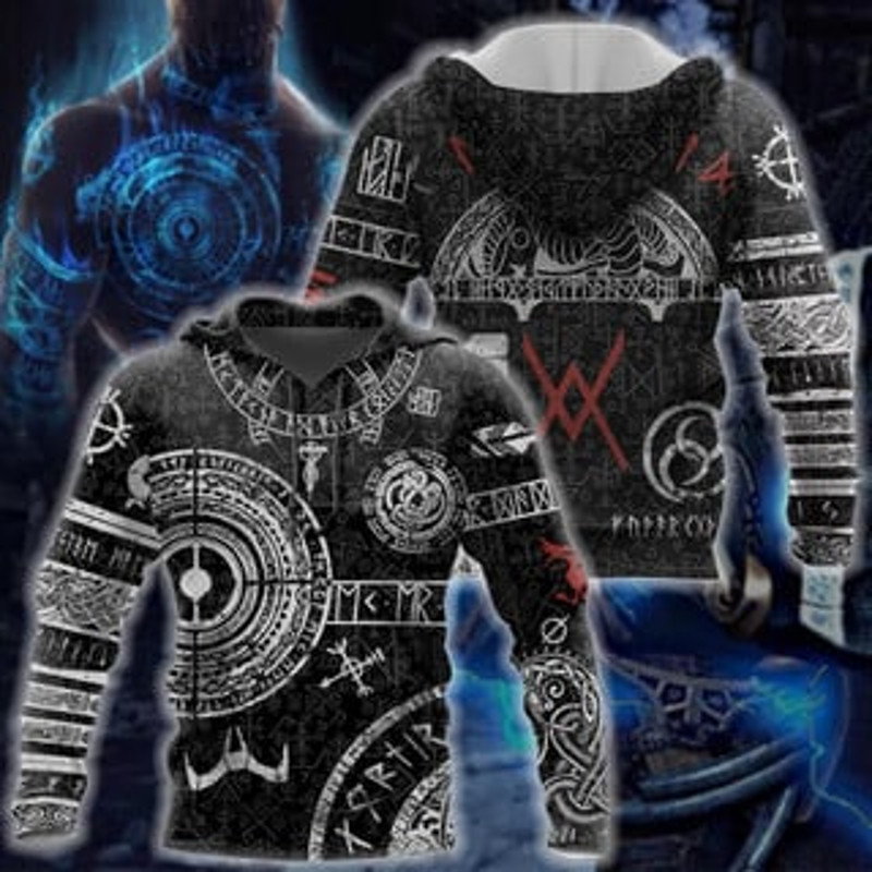 Svalin God Of War Viking All Over Print Hoodie Zip Hoodie Fleece Hoodie 3D, Love Hunting Hoodie Zip Hoodie 3D L1072