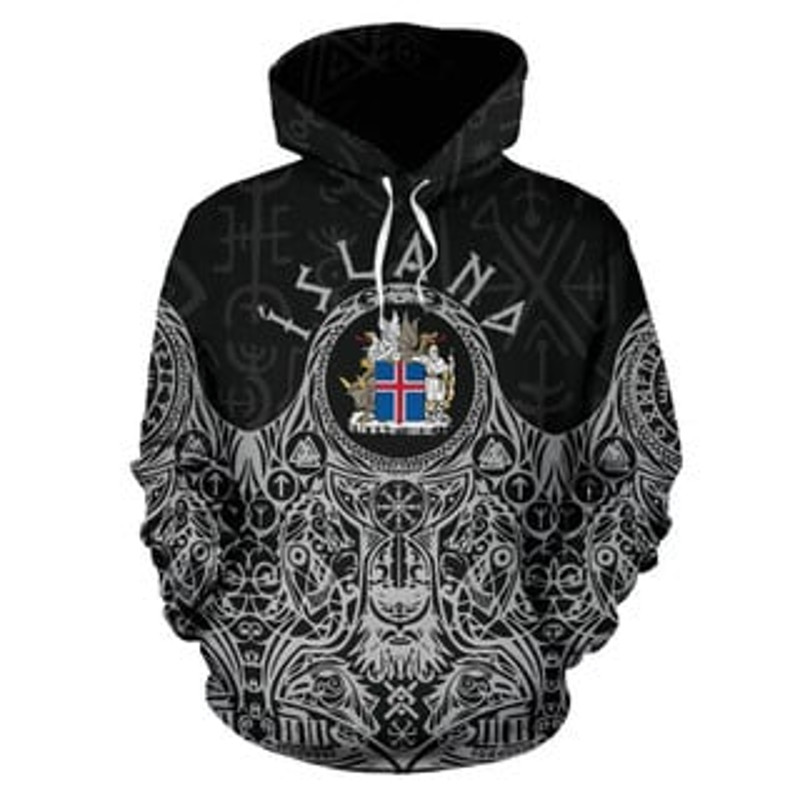 Iceland Coat Of Arms Viking All Over Print Hoodie Zip Hoodie Fleece Hoodie 3D, Love Hunting Hoodie Zip Hoodie 3D L1076