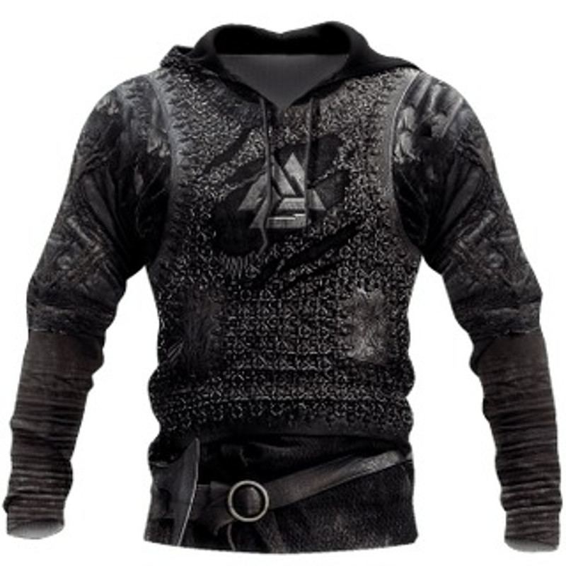 Black Valknut Armor Viking All Over Print Hoodie Zip Hoodie Fleece Hoodie 3D, Love Hunting Hoodie Zip Hoodie 3D L1079