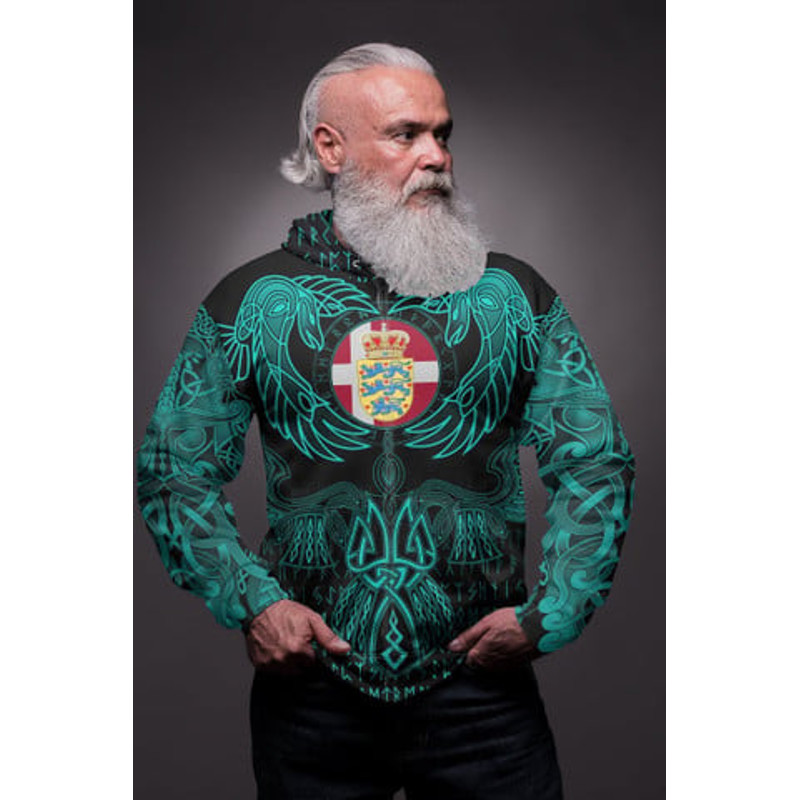 Valknut of Odin Cyan Viking All Over Print Hoodie Zip Hoodie Fleece Hoodie 3D, Love Hunting Hoodie Zip Hoodie 3D L1085