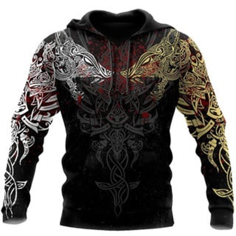 Geki And Freki Viking All Over Print Hoodie Zip Hoodie Fleece Hoodie 3D, Love Hunting Hoodie Zip Hoodie 3D L1092