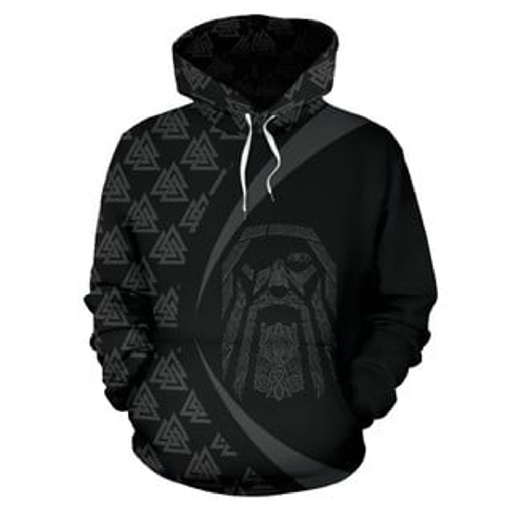 Black Valknut Odin Viking All Over Print Hoodie Zip Hoodie Fleece Hoodie 3D, Love Hunting Hoodie Zip Hoodie 3D L1115