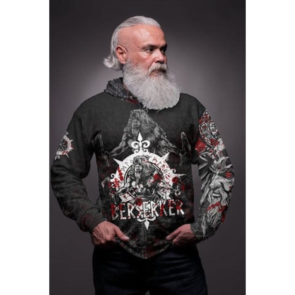 Berserker Blood and Ve Viking All Over Print Hoodie Zip Hoodie Fleece Hoodie 3D, Love Hunting Hoodie Zip Hoodie 3D L1154