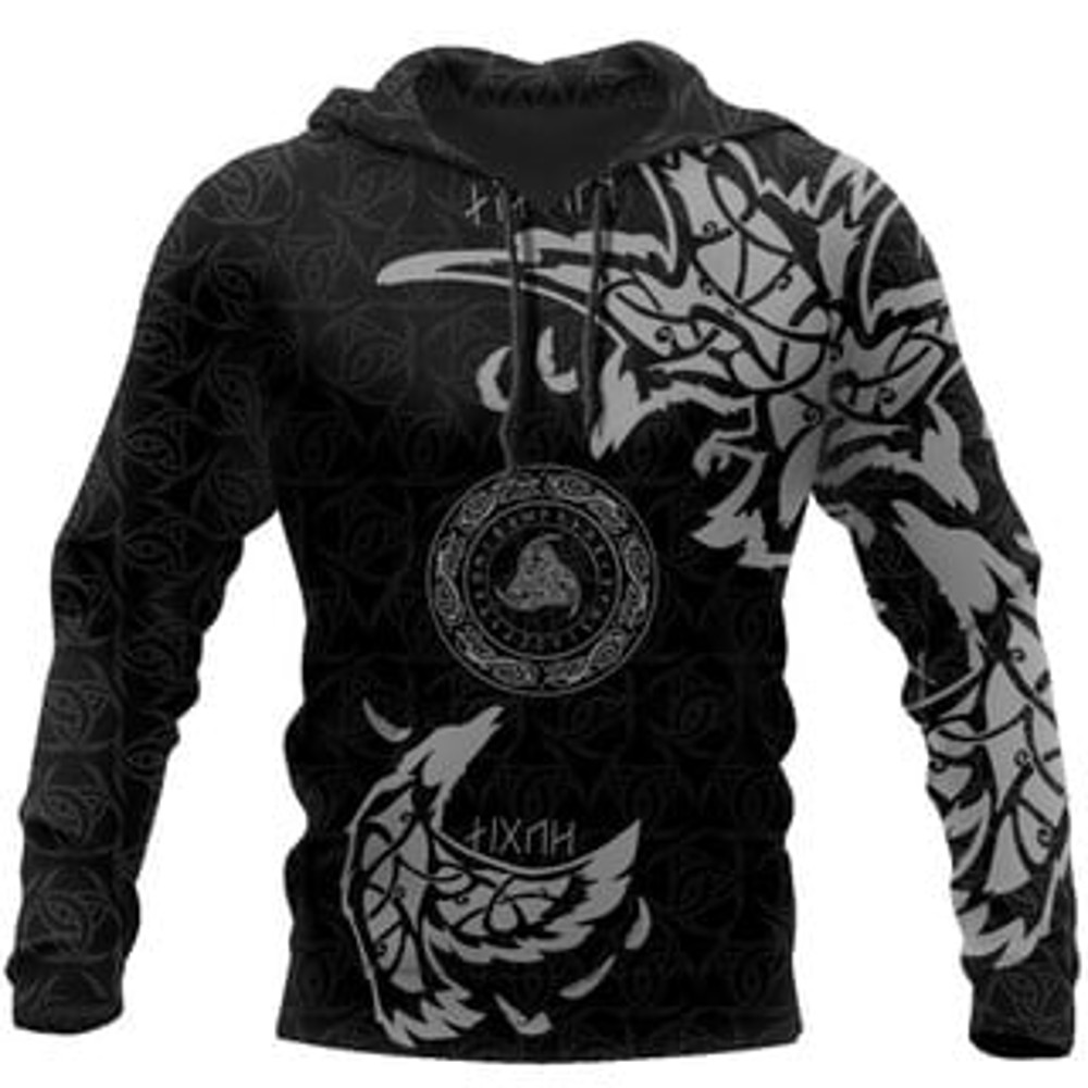 The Black Munin Viking All Over Print Hoodie Zip Hoodie Fleece Hoodie 3D, Love Hunting Hoodie Zip Hoodie 3D L1164