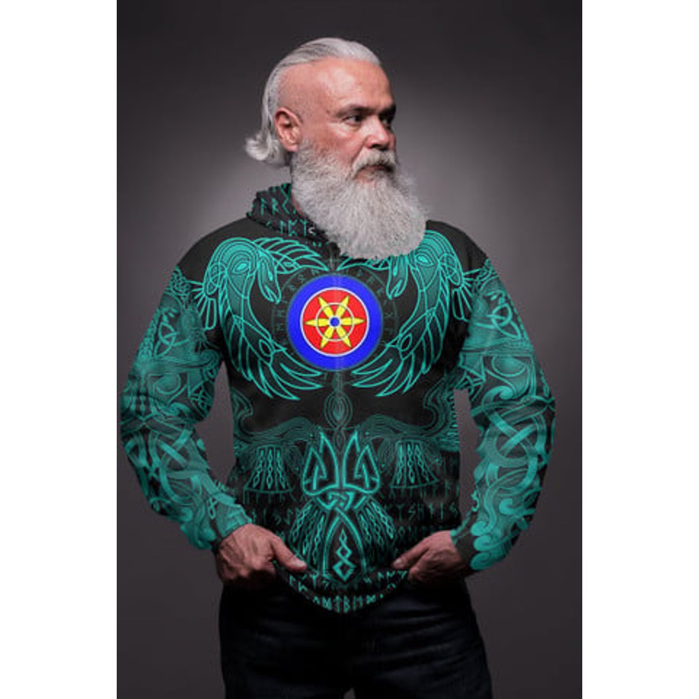 Valknut of Odin Cyan Viking All Over Print Hoodie Zip Hoodie Fleece Hoodie 3D, Love Hunting Hoodie Zip Hoodie 3D L1172