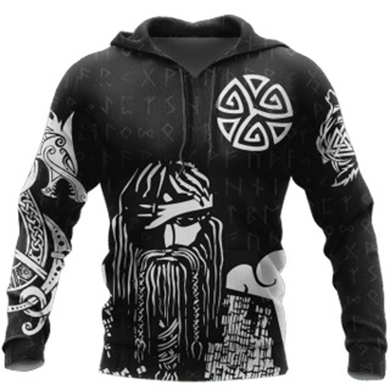 Black Odin Warrior Viking All Over Print Hoodie Zip Hoodie Fleece Hoodie 3D, Love Hunting Hoodie Zip Hoodie 3D L1192