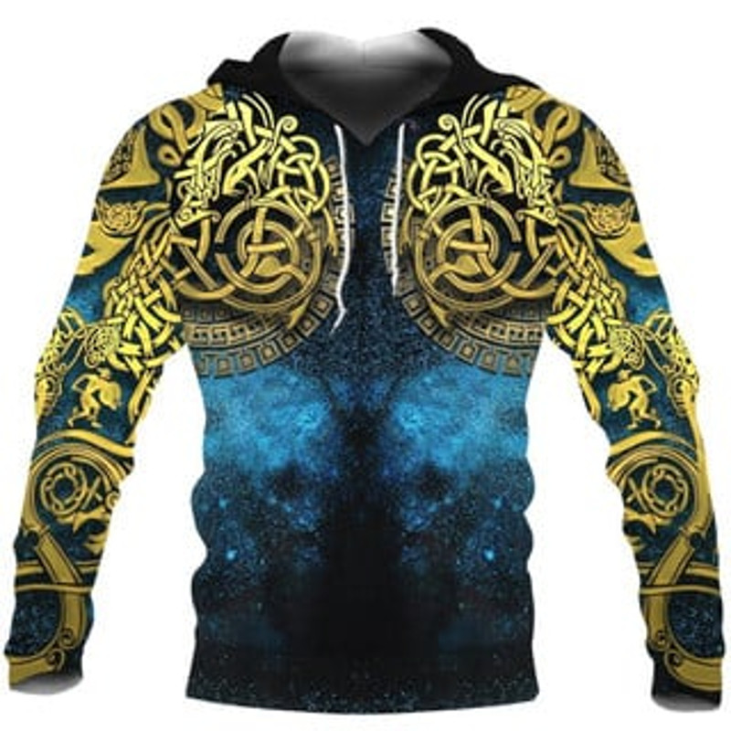 Golden Celtic Knot Viking All Over Print Hoodie Zip Hoodie Fleece Hoodie 3D, Love Hunting Hoodie Zip Hoodie 3D L1207