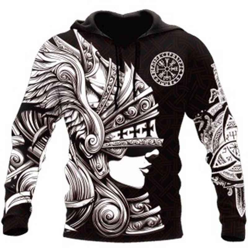 Valkyrie Odin Warrior Viking All Over Print Hoodie Zip Hoodie Fleece Hoodie 3D, Love Hunting Hoodie Zip Hoodie 3D L1215