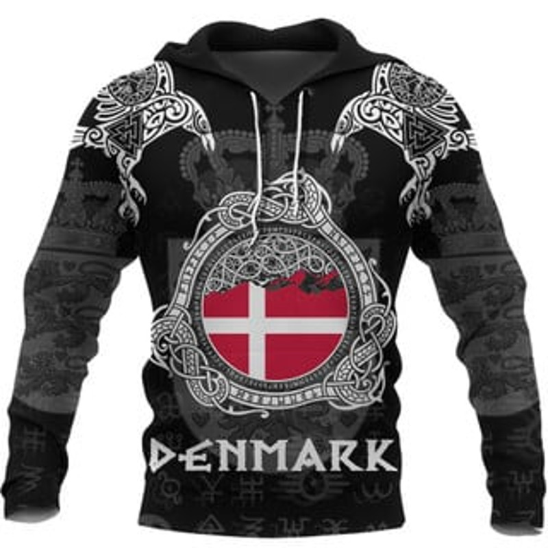 Denmark Style Double Viking All Over Print Hoodie Zip Hoodie Fleece Hoodie 3D, Love Hunting Hoodie Zip Hoodie 3D L1221