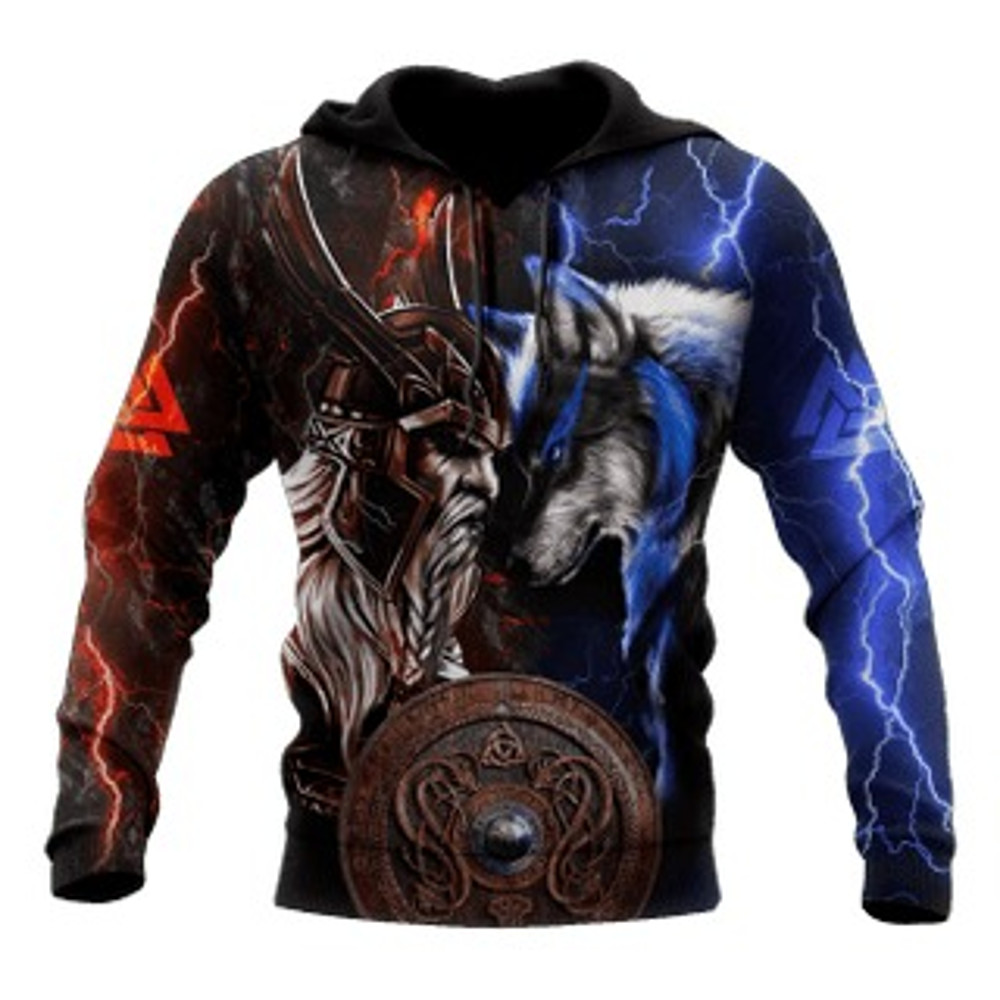 Odin And Wolf Viking All Over Print Hoodie Zip Hoodie Fleece Hoodie 3D, Love Hunting Hoodie Zip Hoodie 3D L1239